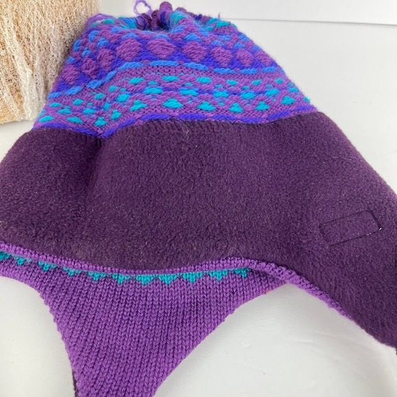 Verbier Wool Knit Beanie Hat Cap Fair Isle Pattern Ear Flaps - Picture 5 of 7